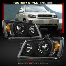 For 2001-2003 Toyota Highlander Black OE Style Clear Headlights Headlamps LH+RH