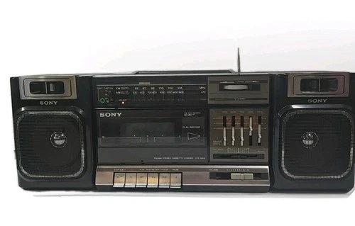 VTG Sony CFS-1000 Black AM/FM Stereo Cassette Recorder Player Boombox Working