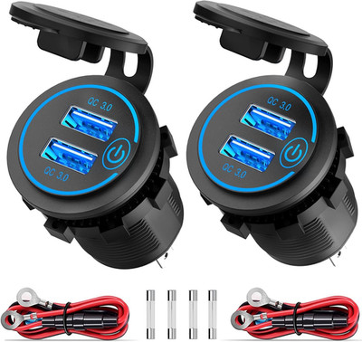 2X 36W Quick Charge 3.0 USB Steckdose 12V/24V Auto Mit Schalter - QC 3.0 KFZ Lad