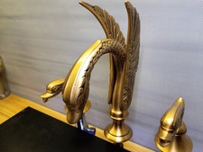 Gold Pvd 3 pcs Widespread Bathroom Super Huge Swan Bath Faucet