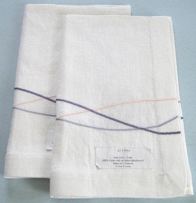 Sferra Cade Linen Dinner Napkins 2 PC. Embroidered Triple Line Crocus 20x20'' New