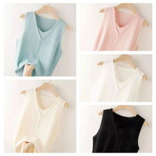 Top In Maglia Per Donna Canotte Camicie T-Shirt V Collo Tee Gilet Blusa Casual