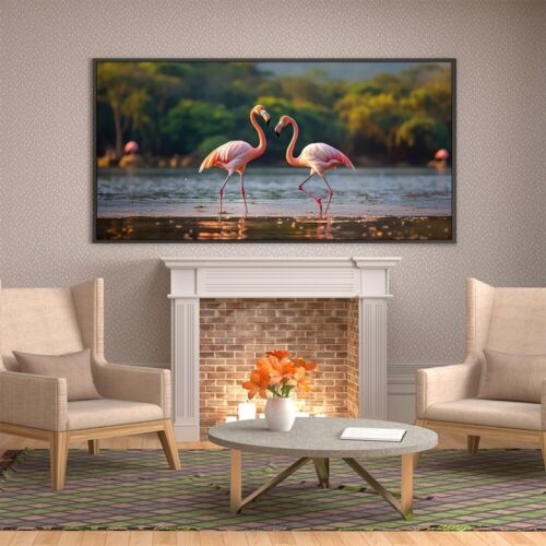 Flamingoes Animal Canvas Painting Home Room Decor Canvas Wall Art Poster Mural - Picture 2 of 9