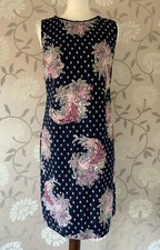 Marks & Spencer Size 12 linen Mix shift dress bird floral boho print holiday VGC