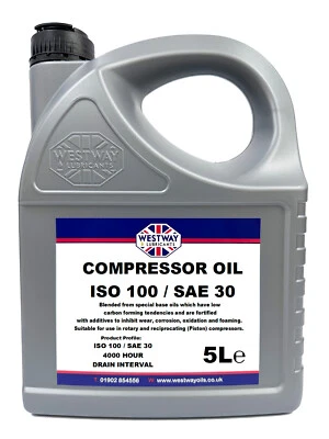 WESTWAY LUBRICANTS LTD 5L Premium Quality Air Compressor Oil ISO 100 5 Litres