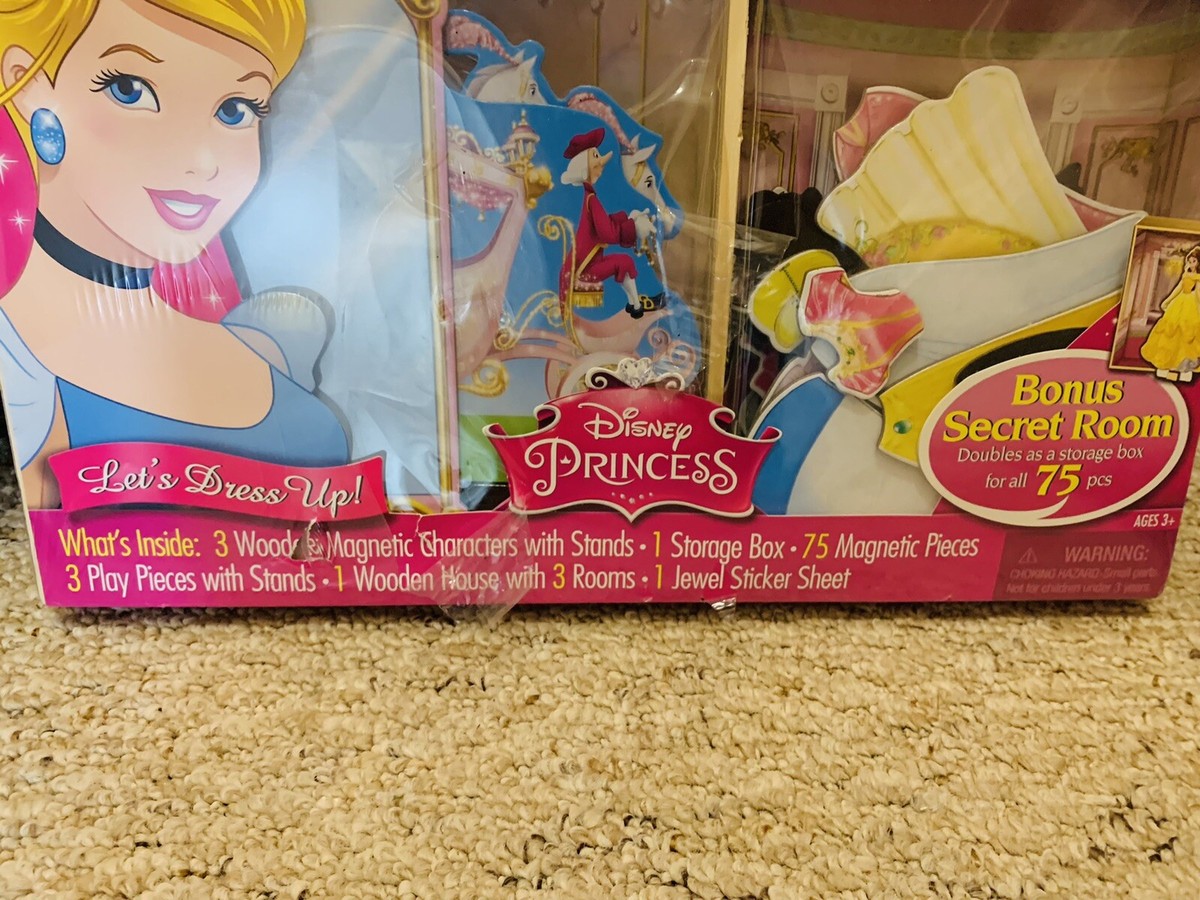disney princess magnetic wooden dress up doll 75 pcs set Disney Princess Magnetic Dress-up Wooden Doll Pretend Play Set