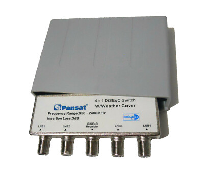 Weather Cover DiSEqC Switch 4x1 PANSAT OUTDOOR FTA Satellite BRAND NEW!