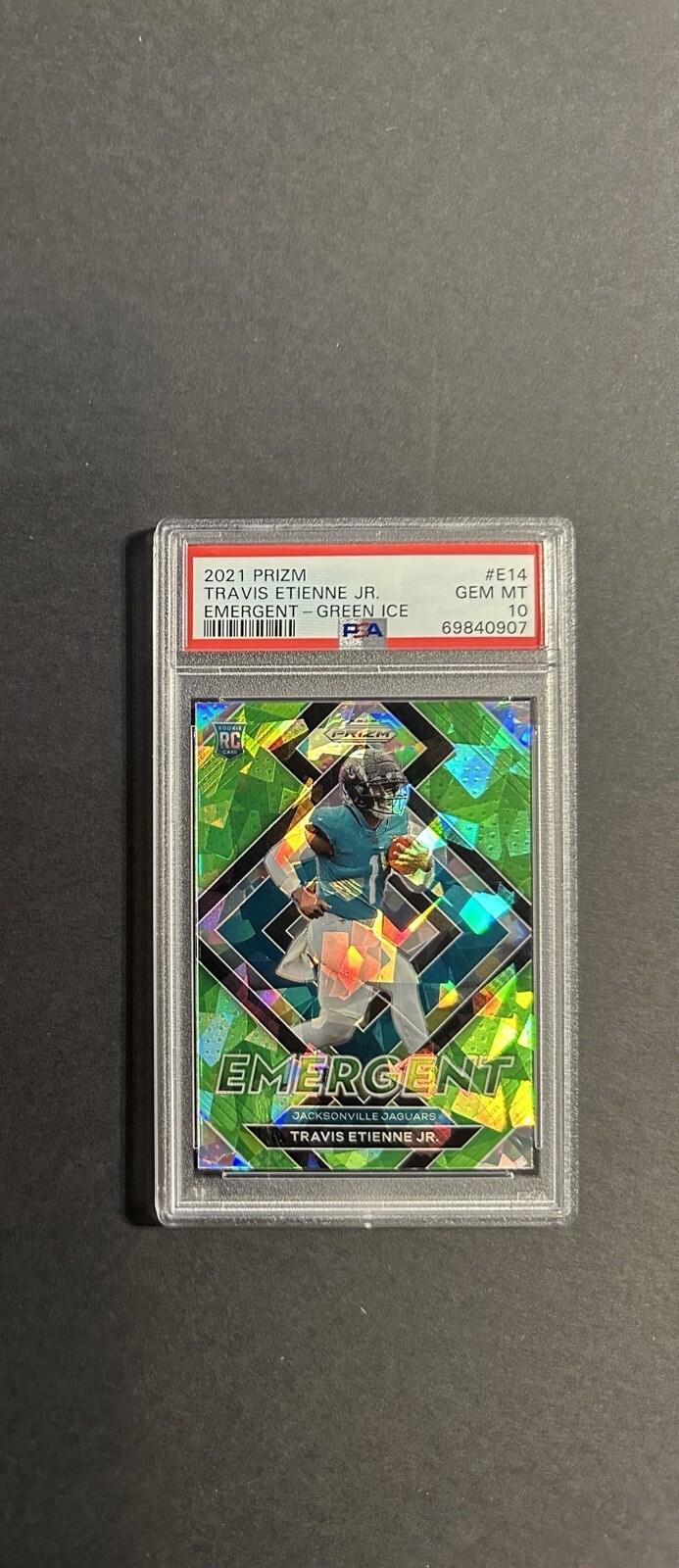 Travis Etienne Panini Prizm Emergent #E14 Green Ice