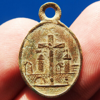 ANTIQUE NOTRE DAME DE FOURVIERE RELIGIOUS MEDAL OLD FRENCH PENDANT ...