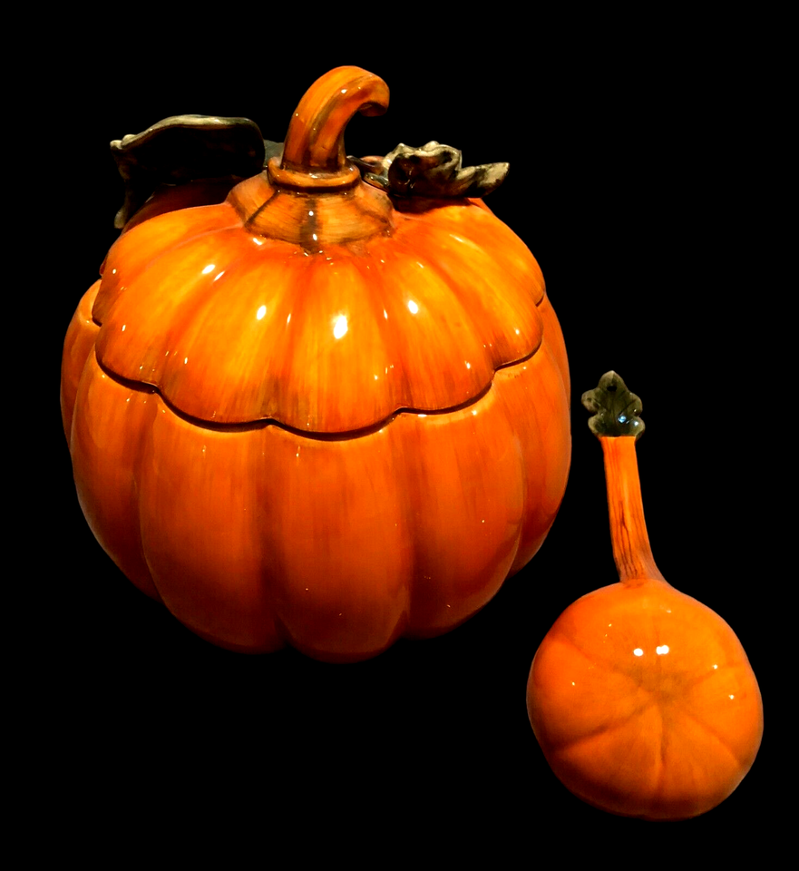 Valerie Cumberland Design Pumpkin Soup Tureen & Ladle ceramic fall