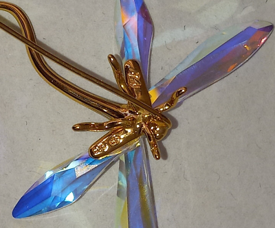 VTG SWAROVSKI DRAGONFLY AB CRYSTAL 925 STERLING GOLD PLATE STICK