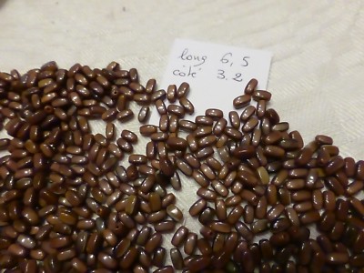 petit lot de 70 PERLES en verre ANCIENNE forme grain de riz couleur violine