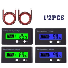 1/2xBattery Meter 12V Battery Capacity Voltage Indicator Battery Gauge Monitors