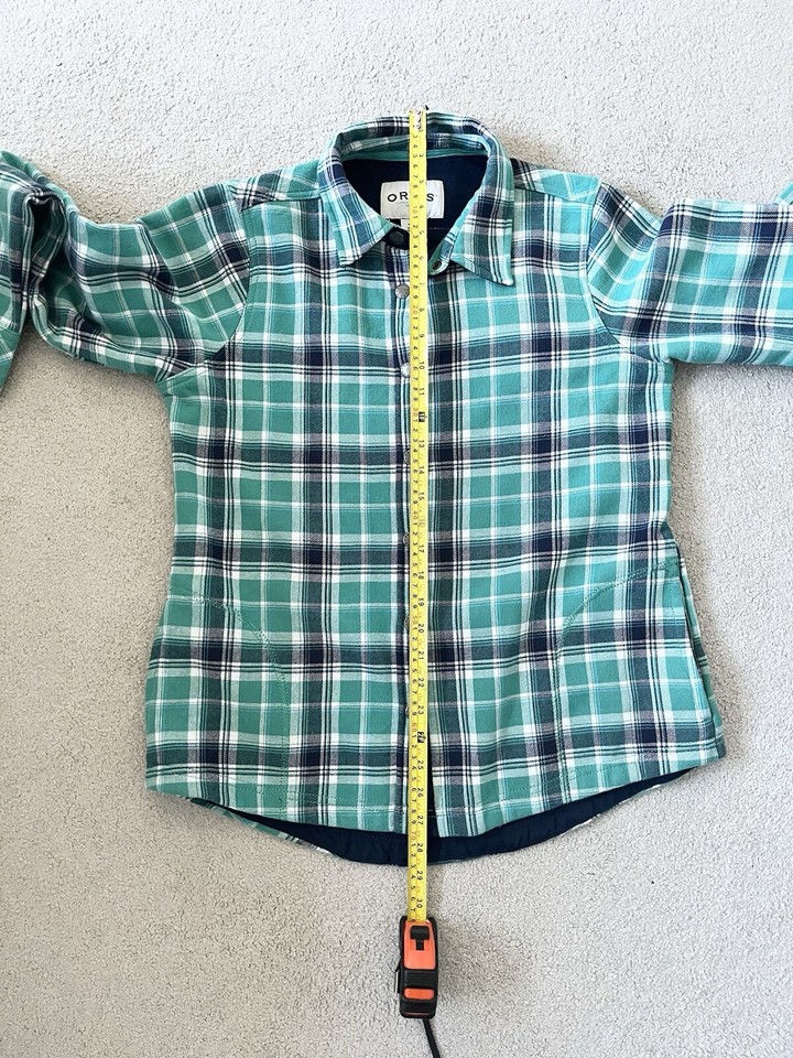 Orvis Womens Green Plaid Long Sleeve Fleece Lined Shirt Jacket/Shacket