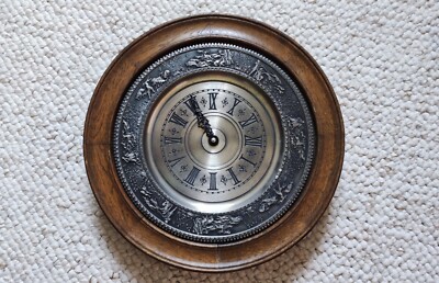 Vintage Round Clock, Antique Clock with Oak Wood, Hunting Scenes, Vintage German