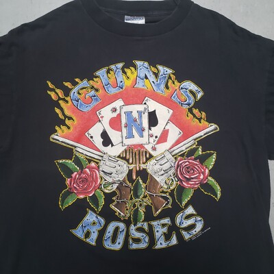 Vtg 90s GUNS N ROSES Tshirt USE YOUR ILLUSION DECK CARDS Single
