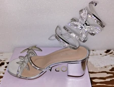 TOP Moda Diamond-29 Women's Rhinestone Butterfly Spiral Coil Wrap Block heel 6.5