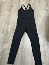 LOVESOFT Women's Sleevesless Bodysuit Dance Unitard Straps Yoga XL Black EUC