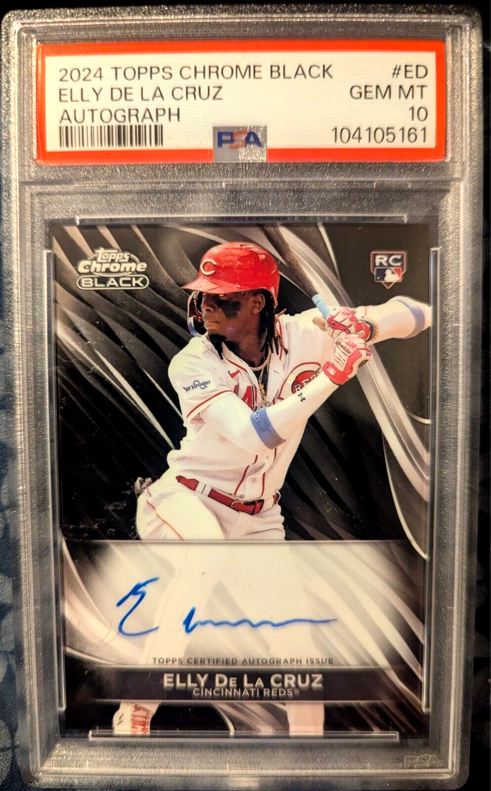 2024 Topps Chrome Black Elly De La Cruz Auto Rookie Card Graded PSA 10 Mint Nice