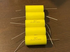 5 New 25 uF 250V Supertech MPT Film Audio Signal Crossover Capacitors (Qty)