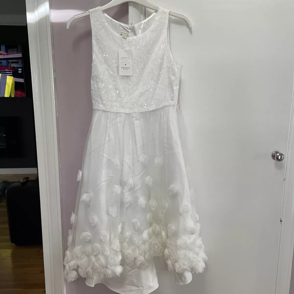Teenage girls ivory roses party bridesmaid dress age 14 15 from Monsoon BNWT