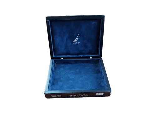 Nautica Men's Desk Valet Box Case Storage Box Black Blue 5.5 Inches Box - Picture 2 of 12