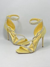$1290 Alexander McQueen Crystal Satin Ankle-Cuff Cocktail Sandals size 36