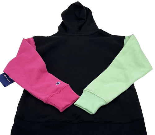 NEW Champion Hoodie Colorblock Pullover Medium Black Pink Neon Retails For $38 - Picture 8 of 11