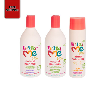 Just For Me Natural Hair Milk Shampoo, Conditioner, Curl Smoother Set