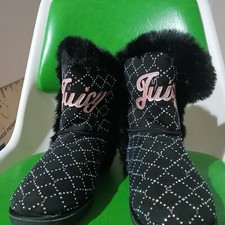 Nwt Juicy Couture Faux Fur Boots Bow Rhinestone Ugg Size Us 3 Womens