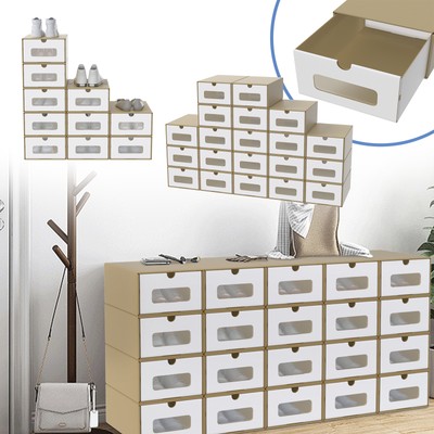 10-20x Schuhboxen Stapelbare Schuhregal Aufbewahrung Karton Pappe mit Schubladen
