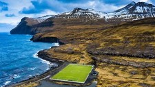 Landscape nature sea water field rocks mountains soccer Custom Gaming Mat Desk