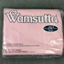 Vintage SEALED Wamsutta Soft Pink Twin Fitted Sheet Ultracale Cottage No Iron
