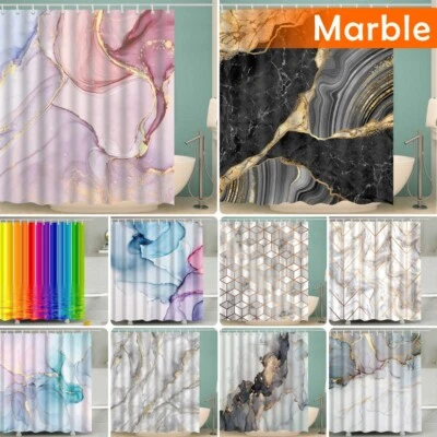 Polyester Shower Curtain 180X180cm Marble Printed Fabric Waterproof Sheer Panel