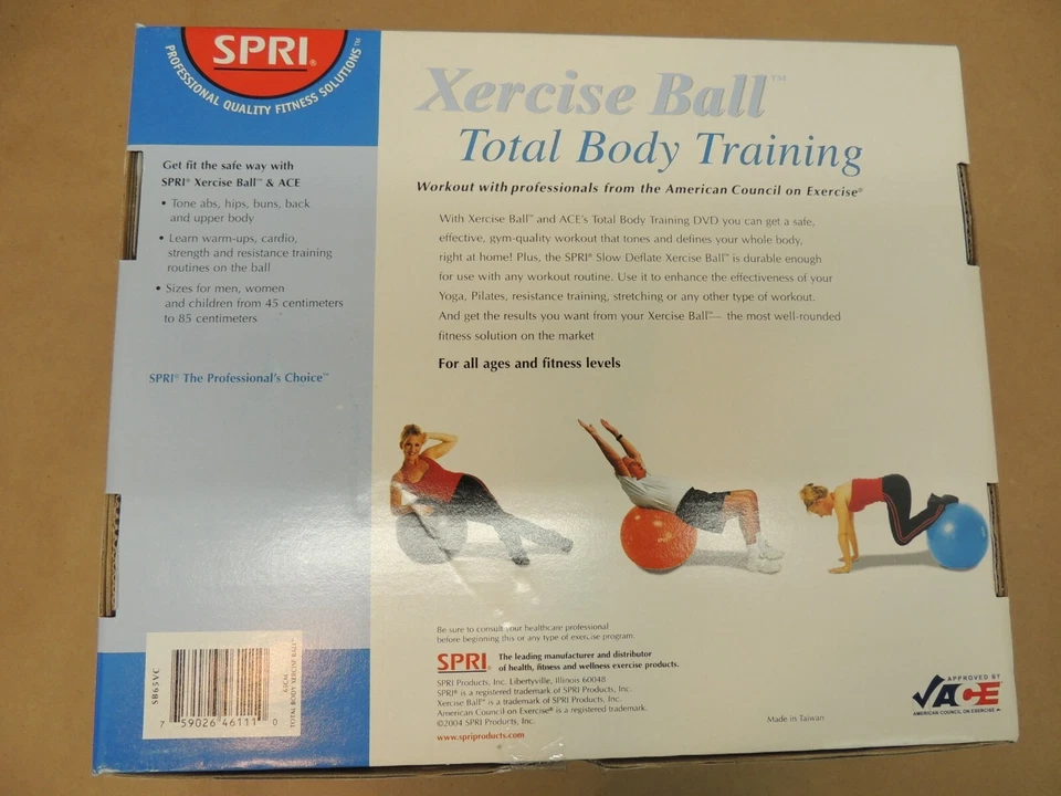 SPRI XERCISE EXERCISE BALL + TRAINING DVD + AIR PUMP NEW IN BOX 65  25" DIAMETER - Image 2 of 4
