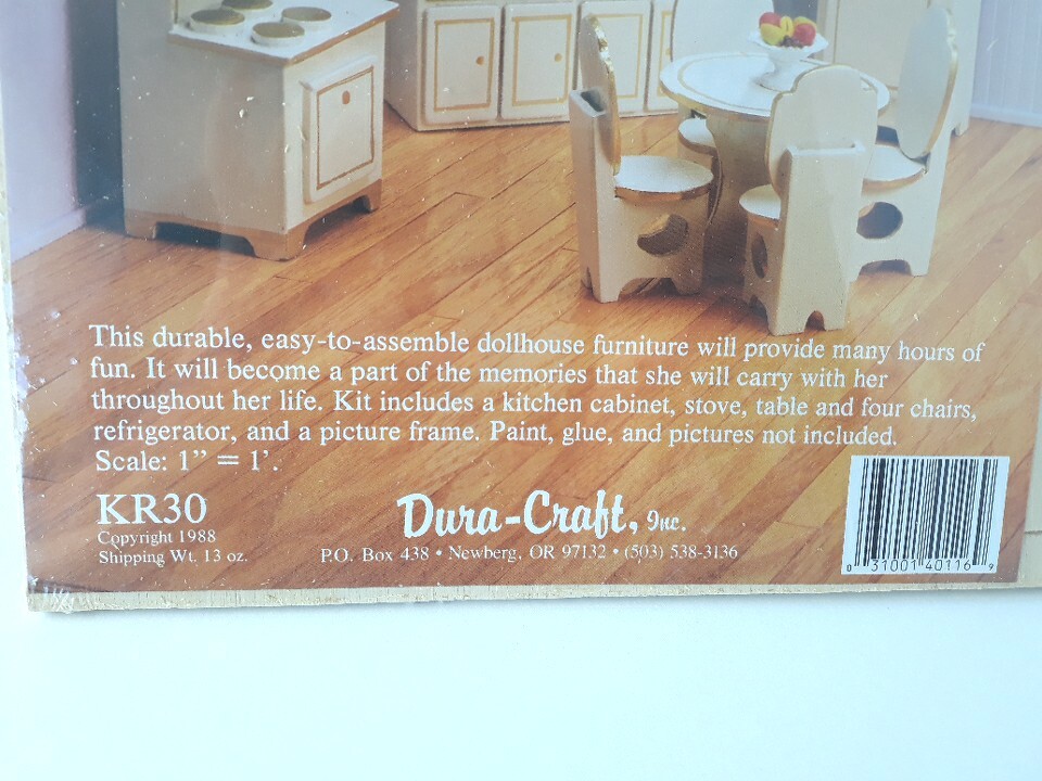 Miniature Dollhouse Furniture Kit Kitchen Vintage Duracraft KR30 1988
