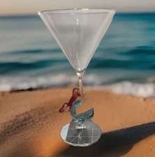 Milon Townsend Mermaid Glass Martini Ascending Hand Blown Art Glass