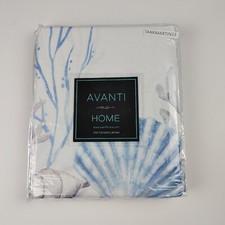 Avanti Home Fabric Shower Curtain Abstract Coastal Ocean Sea Shells Coral 72x72