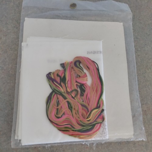 Vintage Columbia Minerva Floss Stitch Embroidery Hanging flower Basket 5x7" 6617 - Picture 6 of 6