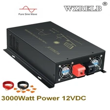 3000W Pure Sine Wave Power Inverter 12V to 110V 220V Off Grid Solar Home