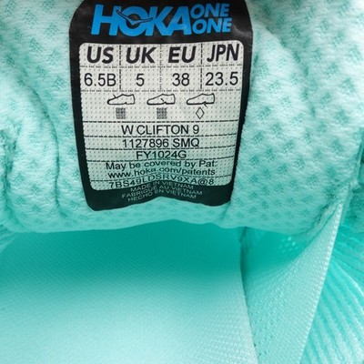 Size 6.5 Women's HOKA Clifton 9 Running Shoes 1127896-SMQ Seafoam