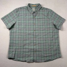 LL Bean Shirt Mens XL Hemp Blend Button Down Plaid Outdoor Hiking Classic Camp