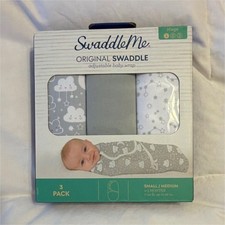 SwaddleMe Original Swaddle Small/Medium 3 Pack Gray White Clouds Stars Unisex