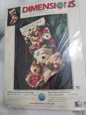 Dimensions Christmas Holiday Needlepoint Stocking Kit TEDDY TOGETHERNESS Bear