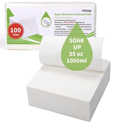 Super Absorbent Pads for Commode, 100 Pcs, for Portable Toilet, Disposable Be...