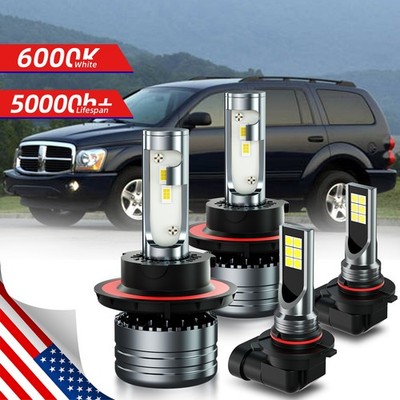 For Dodge Durango 2004-2009 6000K Combo LED Headlight High/Low + Fog Light Bulbs
