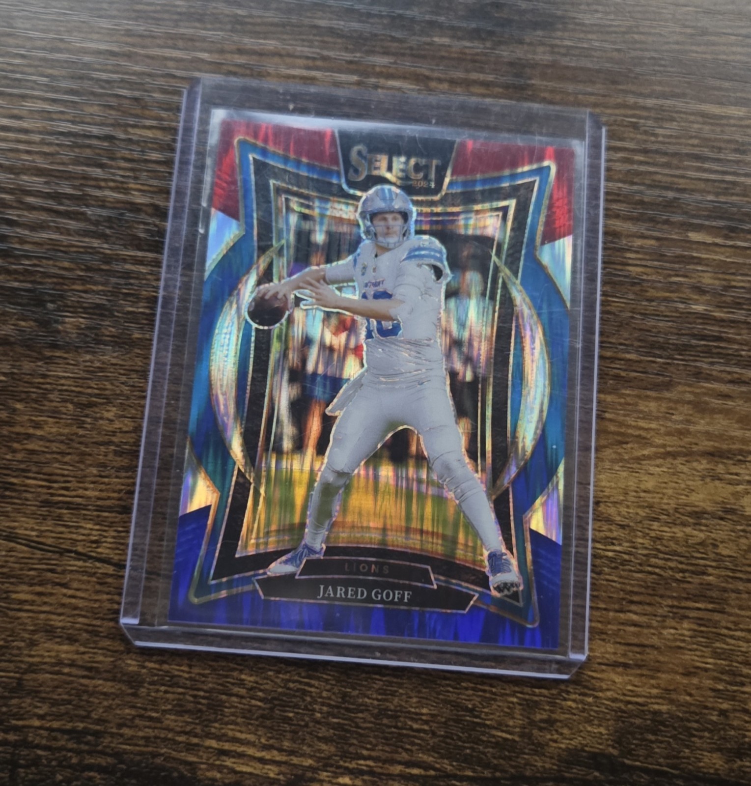 2024 Panini Select #36 Jared Goff Red & Blue Prizm Shock