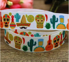 GROSGRAIN RIBBON 7/8" Desert skulls hats cactus printed for Hairbows Gifts