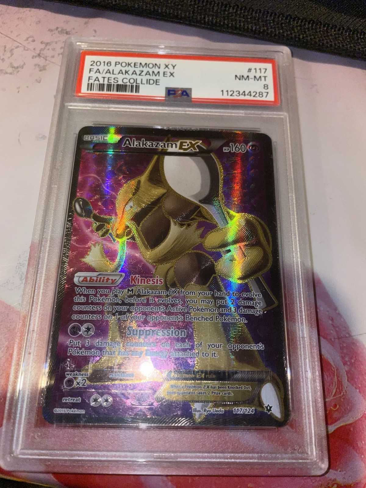 Alakazam EX Full Art #117/124 --XY Fates Collide, PSA 8, NM-MT Condition