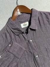 Marine Layer Selvage Button Up Shirt Long Sleeve Mens Large Purple Solid